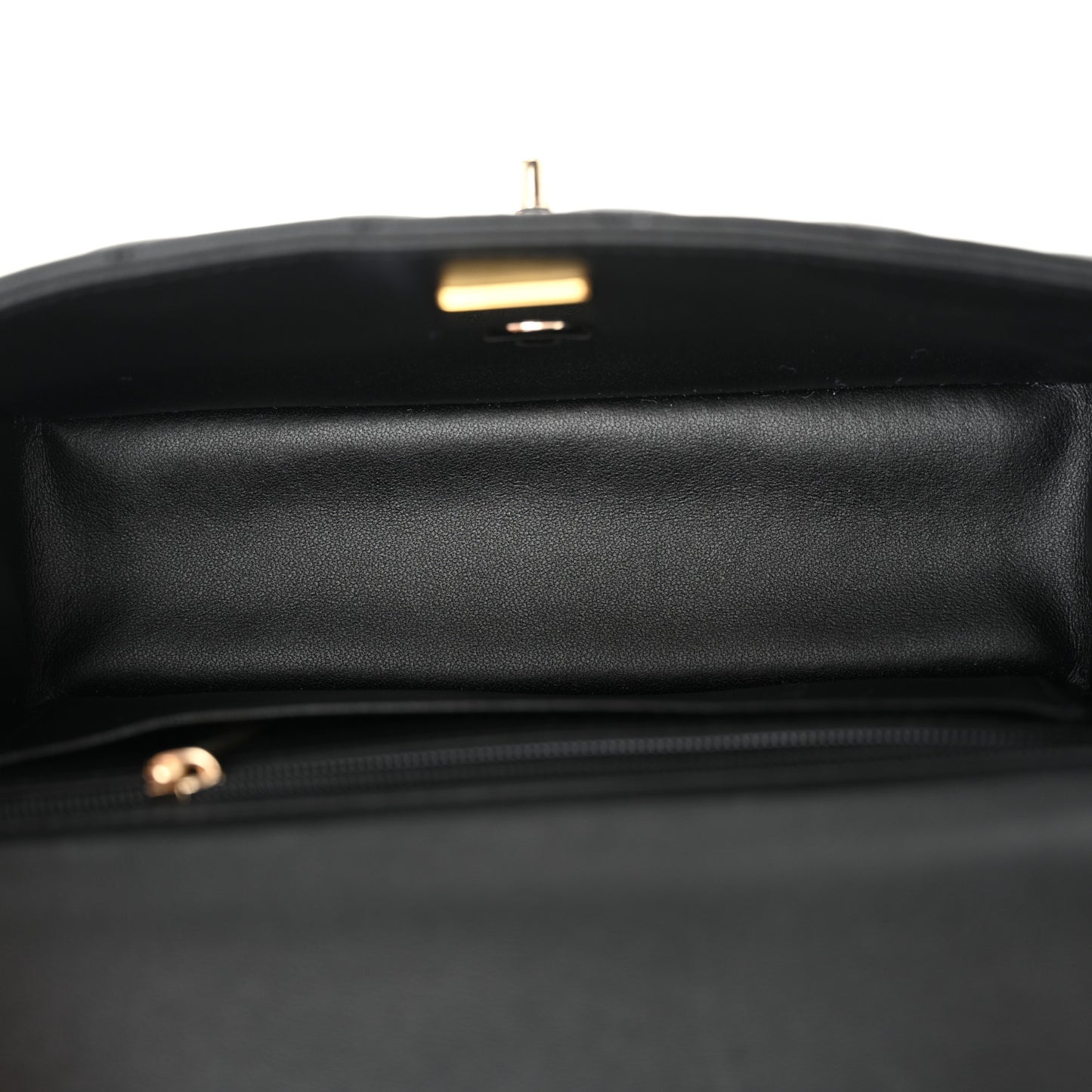 Lambskin Quilted Mini Top Handle Rectangular Flap Black
