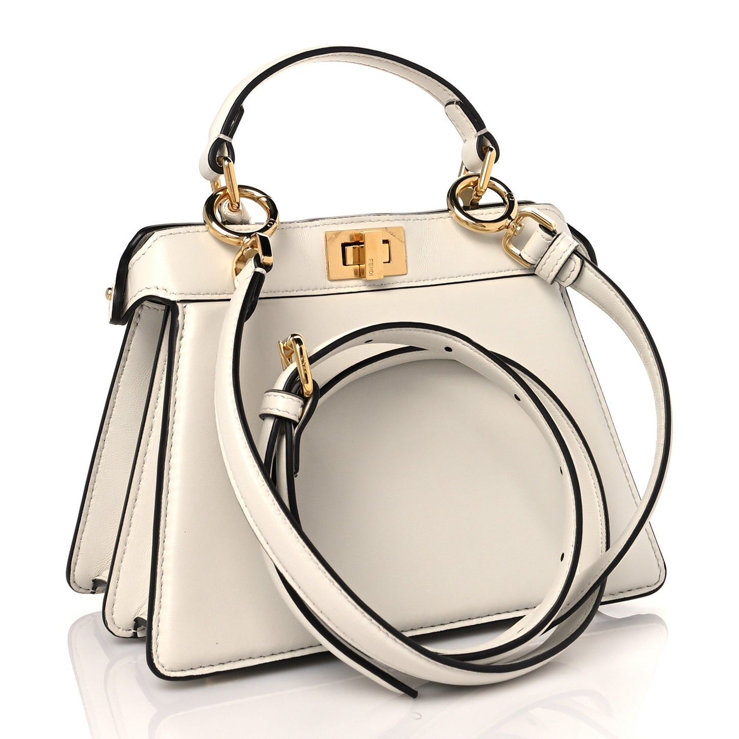 Shiny Nappa Petite Peekaboo I SEE U Satchel White