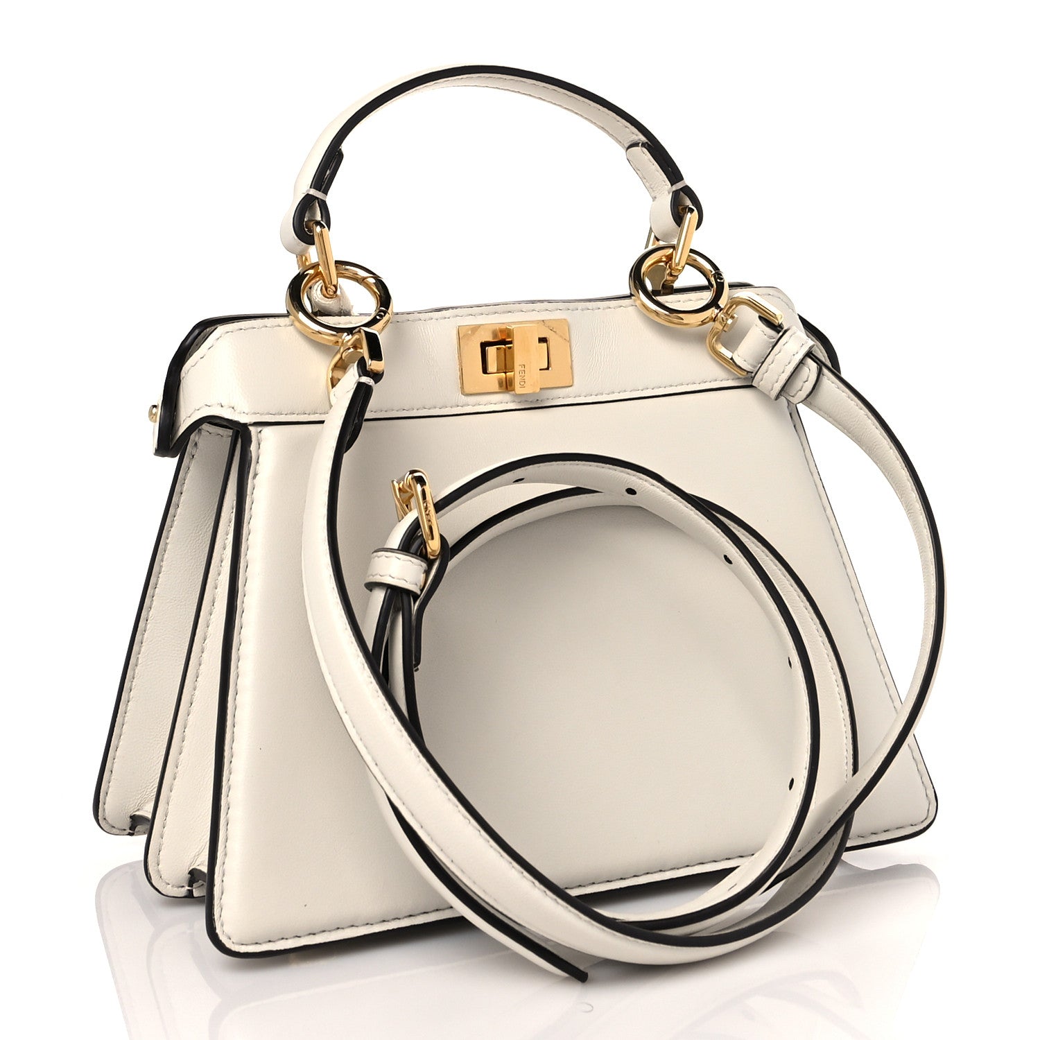 Fendi Shiny Nappa Petite Peekaboo I SEE U Satchel White 3 of 9