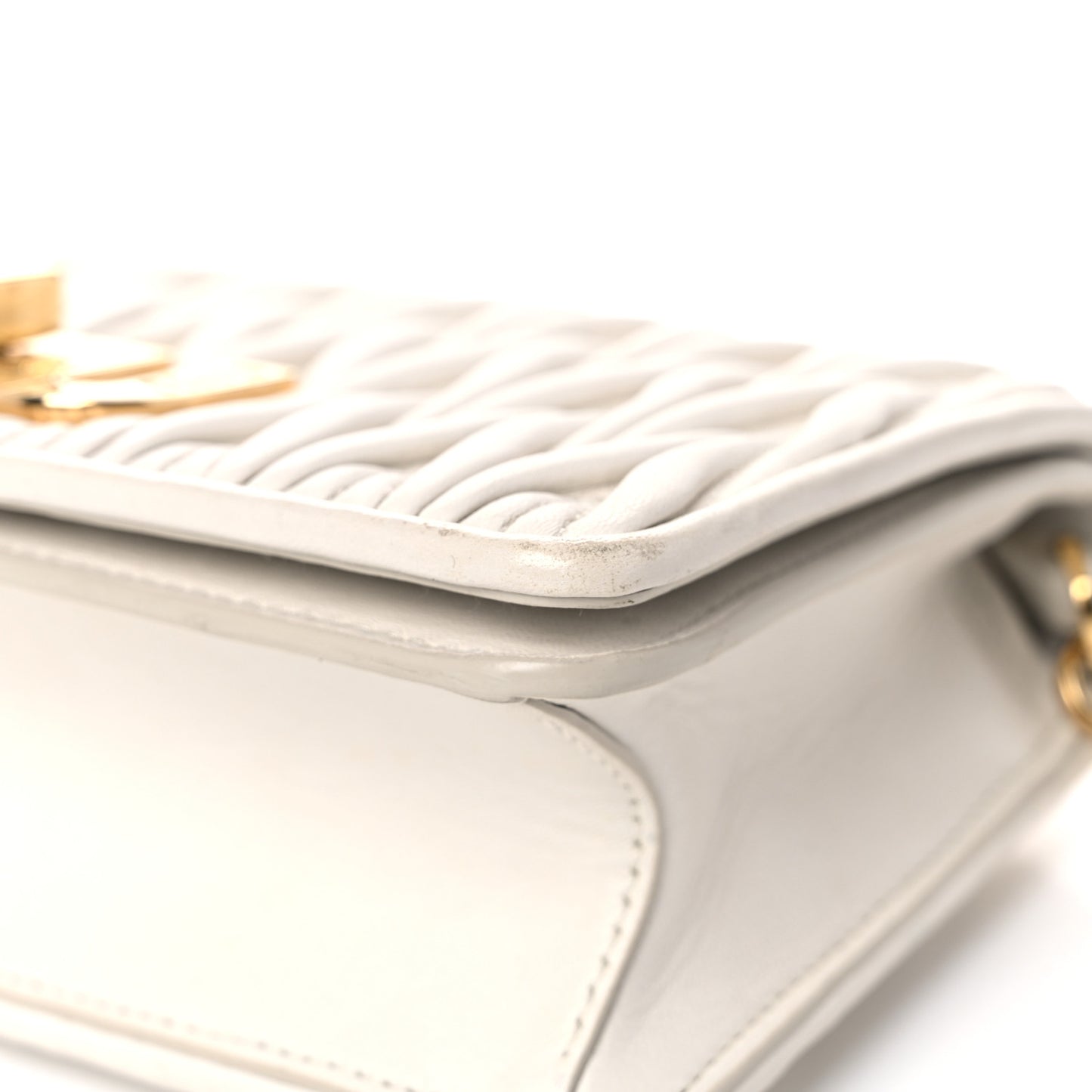 Nappa Matelasse Chain Crossbody White