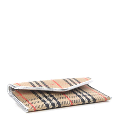 Burberry Smooth Calfskin 1983 Knight Check Envelope Card Case Silver 4 of 8