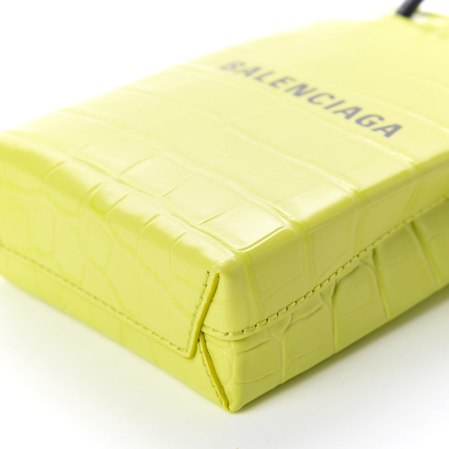Calfskin Crocodile Embossed Logo Shopping Phone Holder Bag Lime