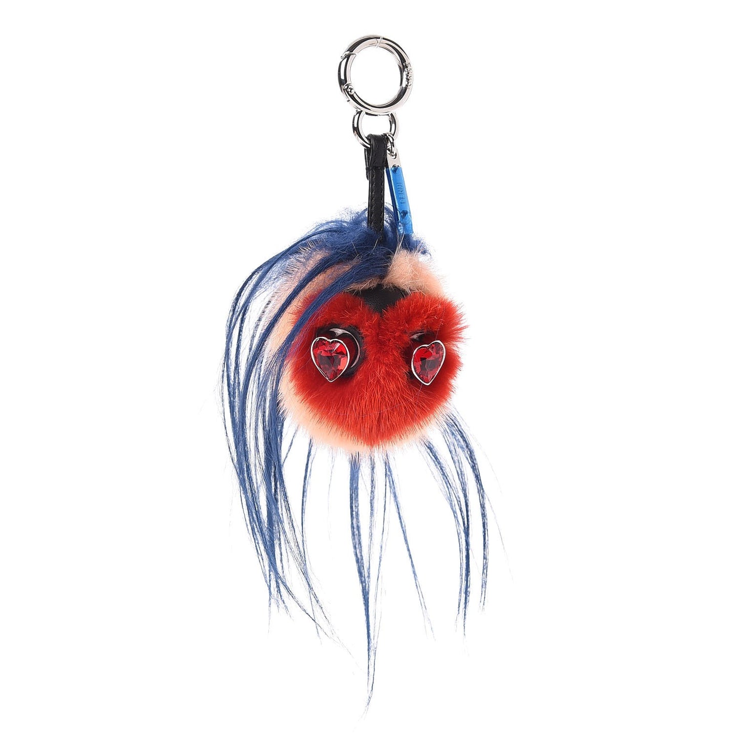 Goat Mink Fur Heart Bag Bug Charm Red Multicolor