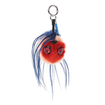 Fendi Goat Mink Fur Heart Bag Bug Charm Red Multicolor 1 of 5