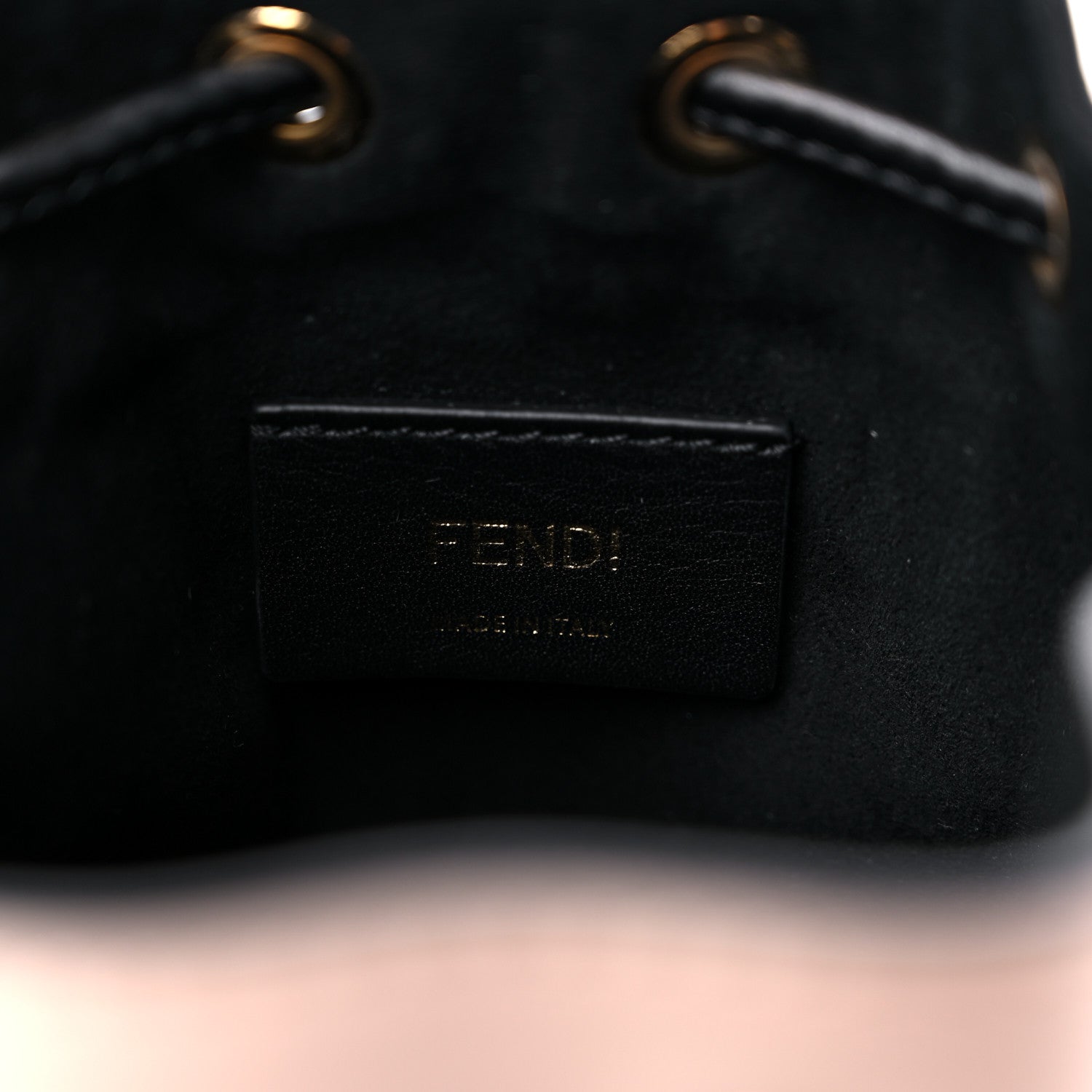 Fendi Vitello Fluffy Grace F is Fendi Logo Embossed Mini Mon Tresor Bucket Bag Rosa Quarzo Black 6 of 9