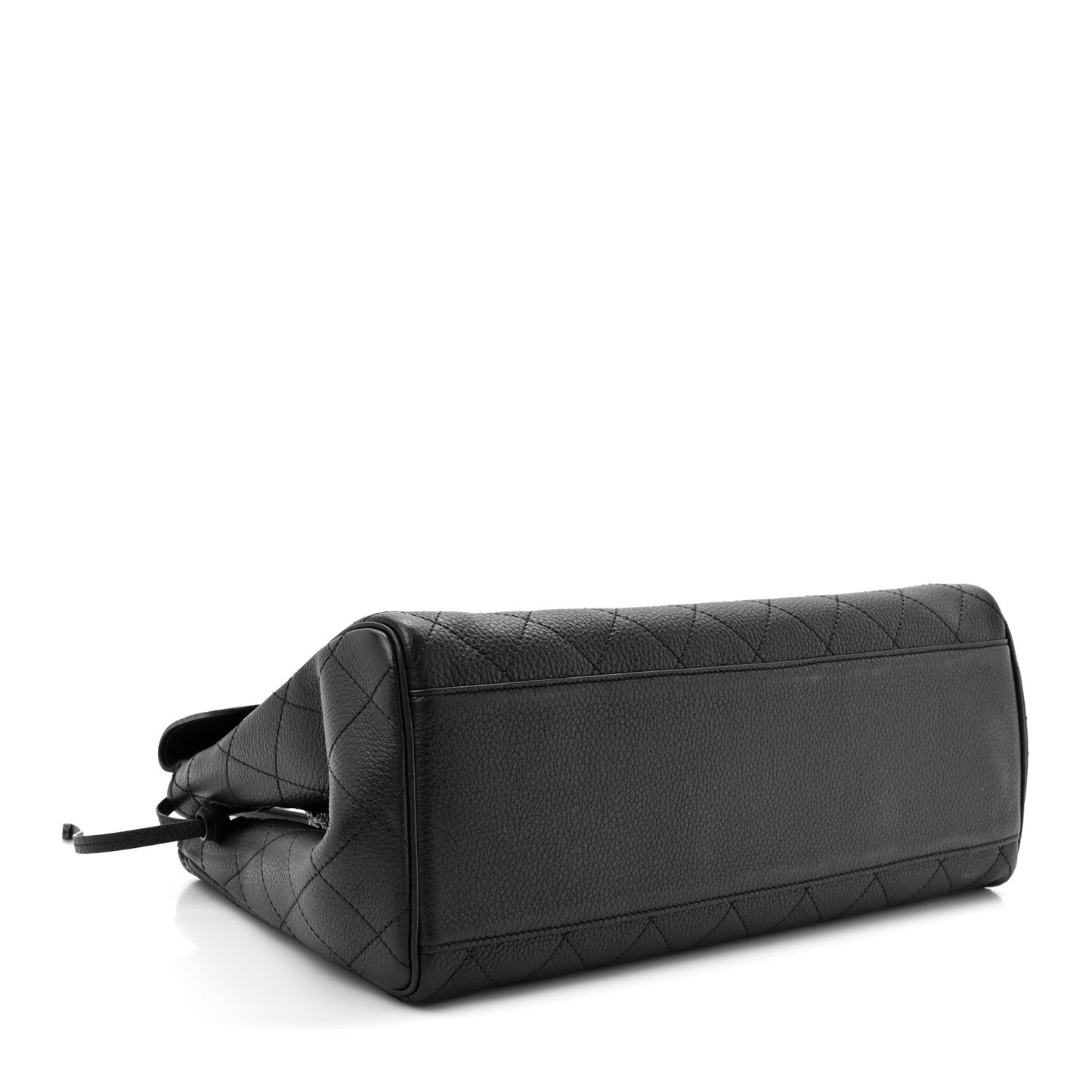Grained Calfskin Stitched Urban Essentials Shopping Bag Black