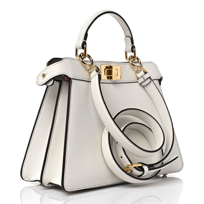Fendi Vitello Seta Nappa Bi-Color Small Peekaboo I SEE U Satchel White Ice Light Rose Tortora 3 of 14