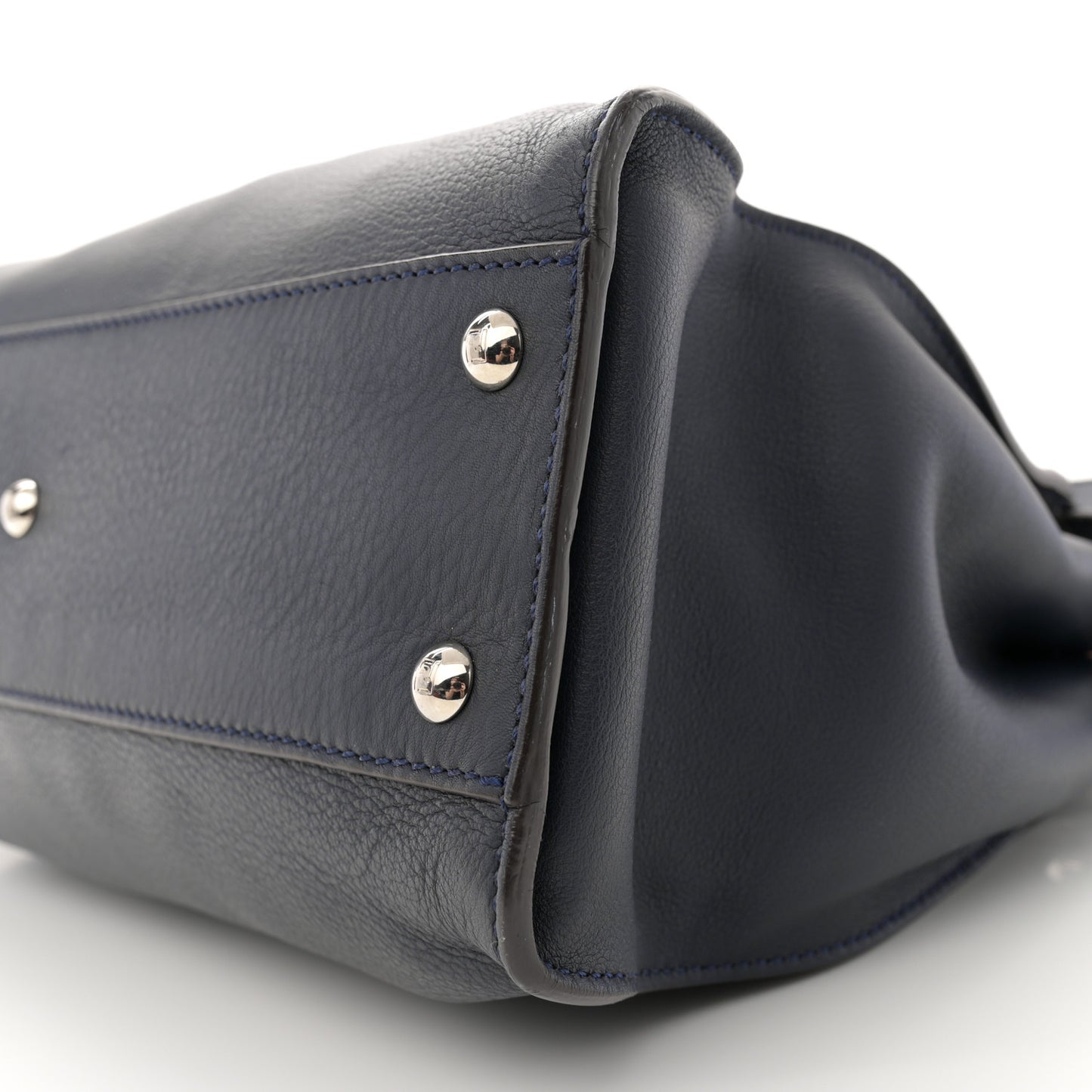 Vitello Seta Shiny Nappa Medium Peekaboo Iconic Satchel Blue Notte Ardesia