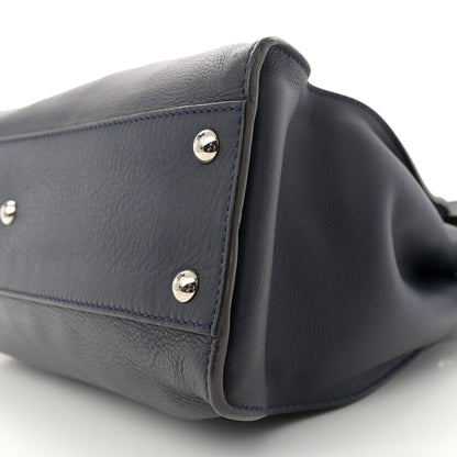Fendi Vitello Seta Shiny Nappa Medium Peekaboo Iconic Satchel Blue Notte Ardesia 10 of 12