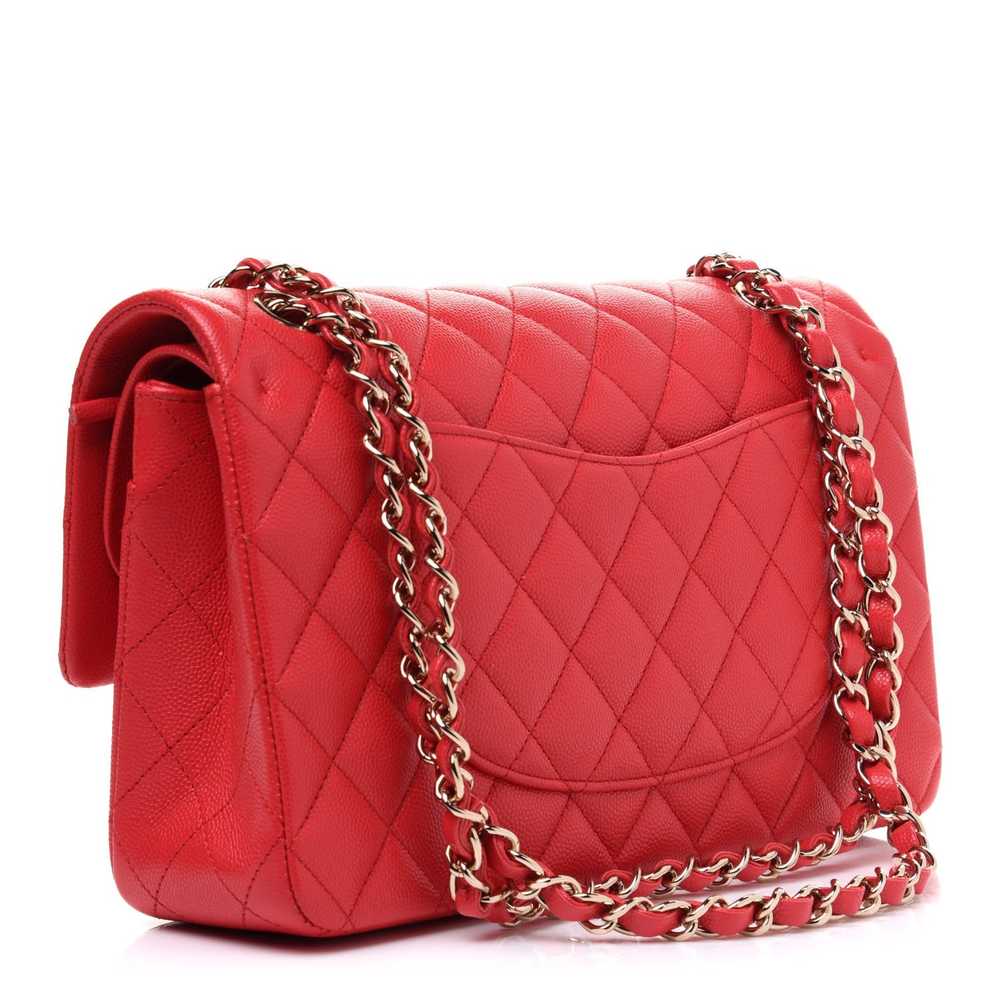 Caviar Quilted Medium Double Flap Red