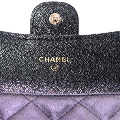 Chanel Iridescent Caviar Quilted Flap Card Holder Wallet Black 6 of 9