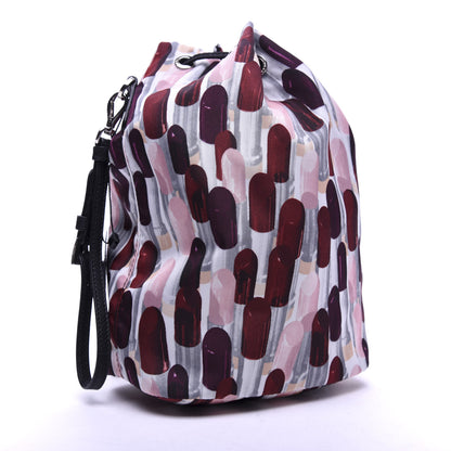 Prada Tessuto Nylon Saffiano Lipstick Print Bucket Wristlet Rosso 3 of 7