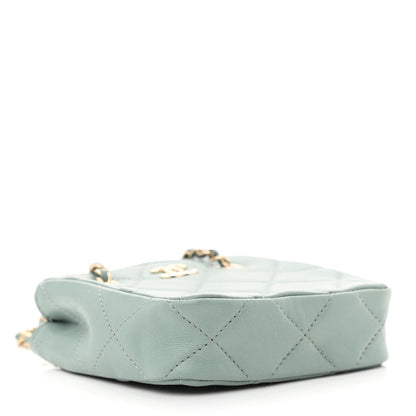 Chanel Lambskin Quilted Tiny Shopping Clutch With Chain Light Blue 4 of 10