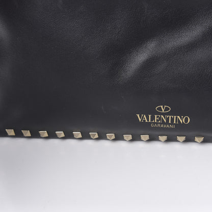 Valentino Garavani Vitello Large Rockstud Zip Wristlet Pouch Black 10 of 12