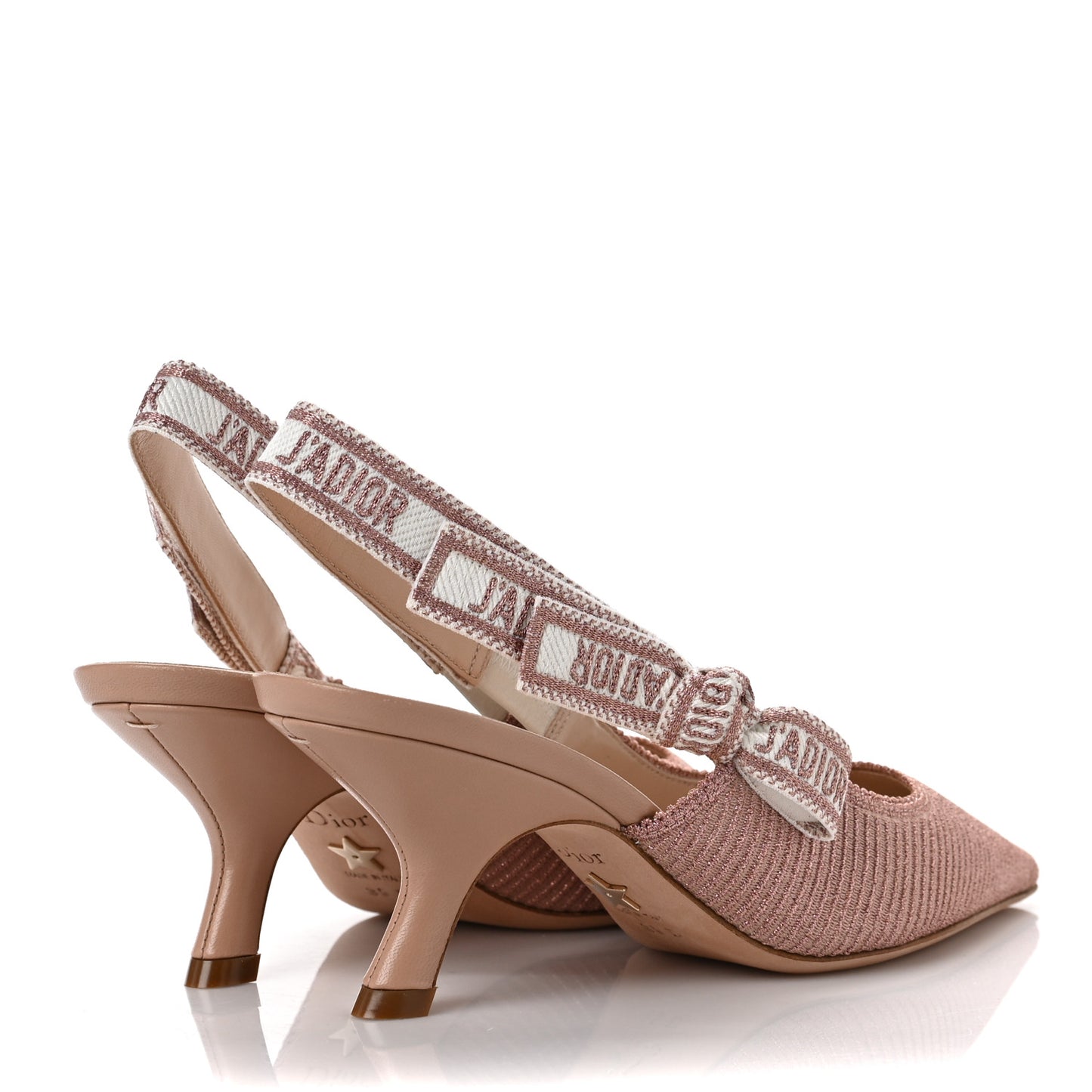 Laminated Cotton Embroidered J'Adior Slingback 65mm Pumps 35 Rose Des Ve