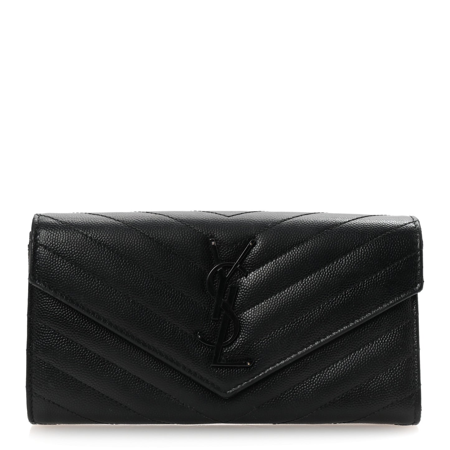 Grain De Poudre Matelasse Chevron Monogram Flap Wallet Black