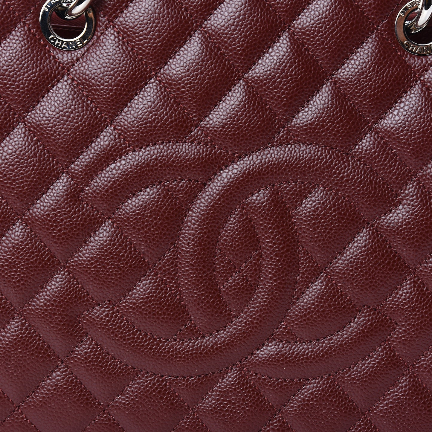 Caviar Quilted Grand Shopping Tote GST Dark Burgundy