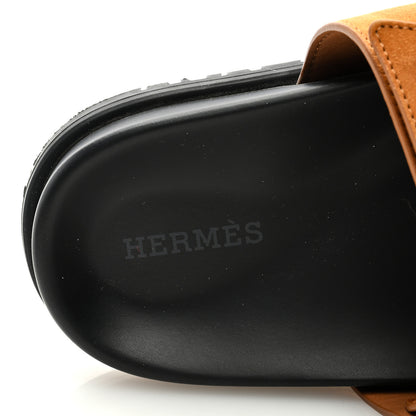 Hermes Suede Goatskin Womens Chypre Sandals 36.5 Naturel 9 of 11