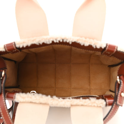 Chloe Shearling Calfskin Small Woody Ribbon Tote With Strap Mild Beige 5 of 9