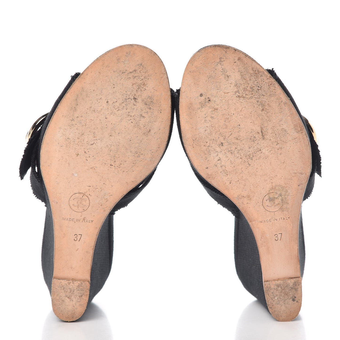 Canvas Heart CC Wedge Sandals 37 Black