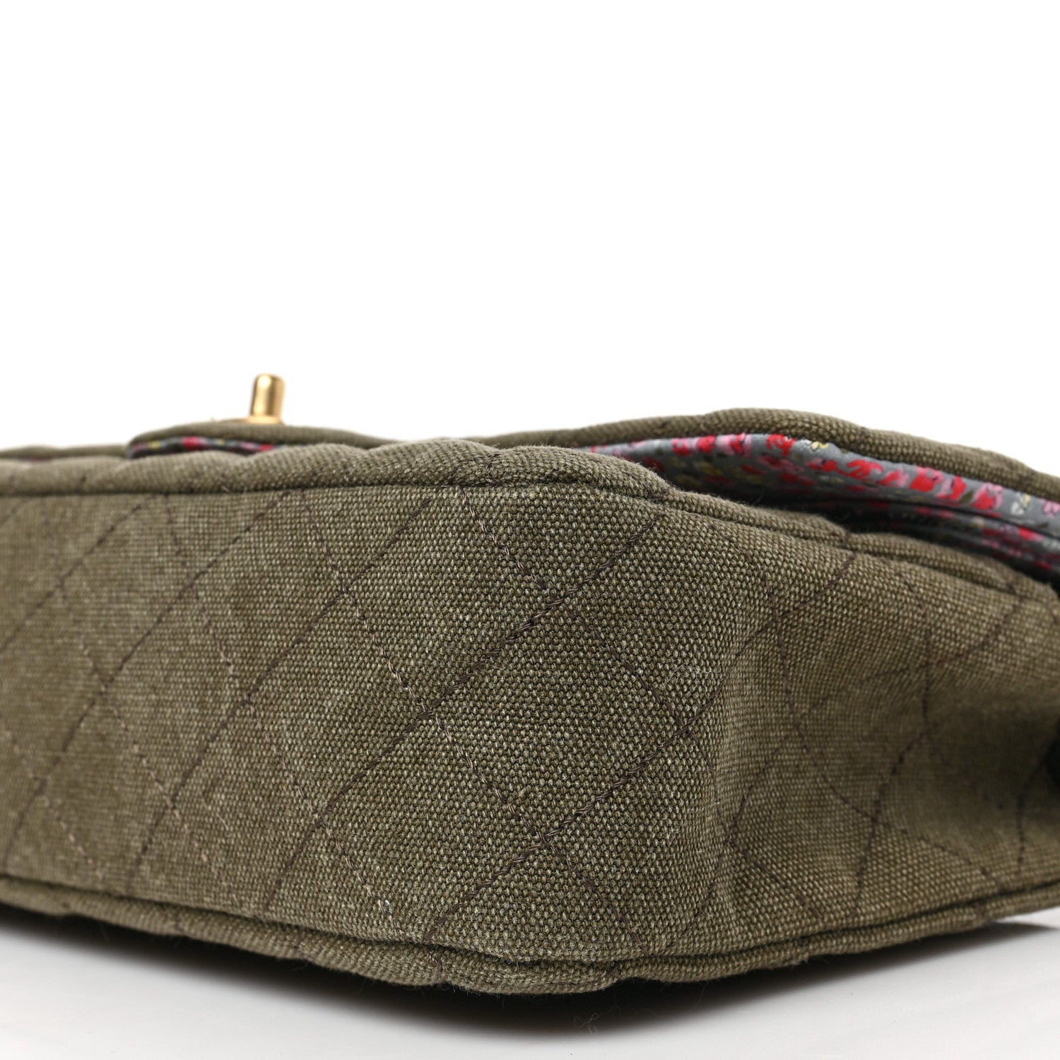 Chanel Canvas Quilted Coco Cuba Charms Medium Double Flap Khaki 8 of 9