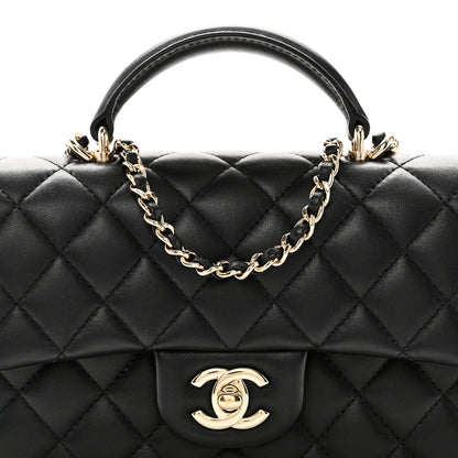 Chanel Lambskin Quilted Mini Top Handle Rectangular Flap Black 8 of 11