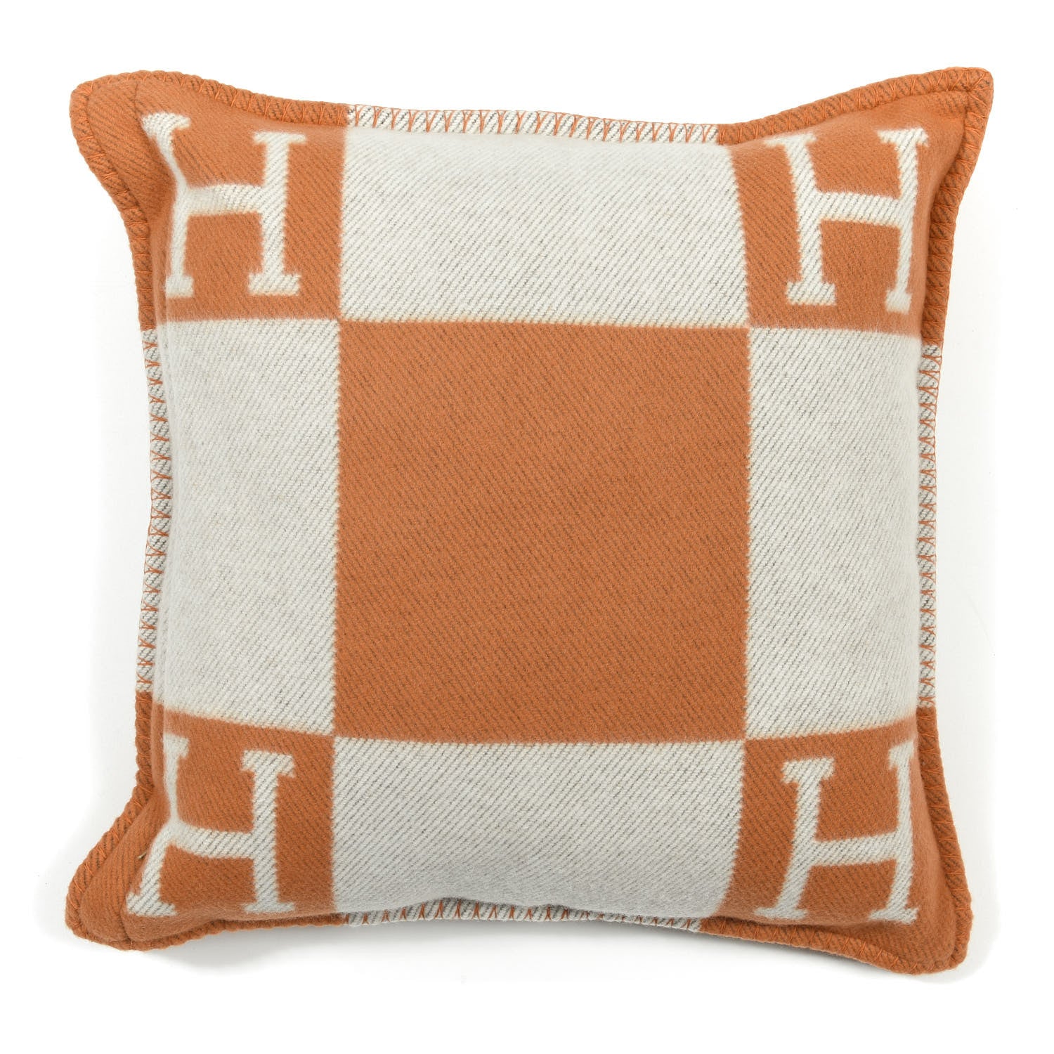 Hermes Wool Cashmere Avalon Pillow PM Ecru Potiron 1 of 3