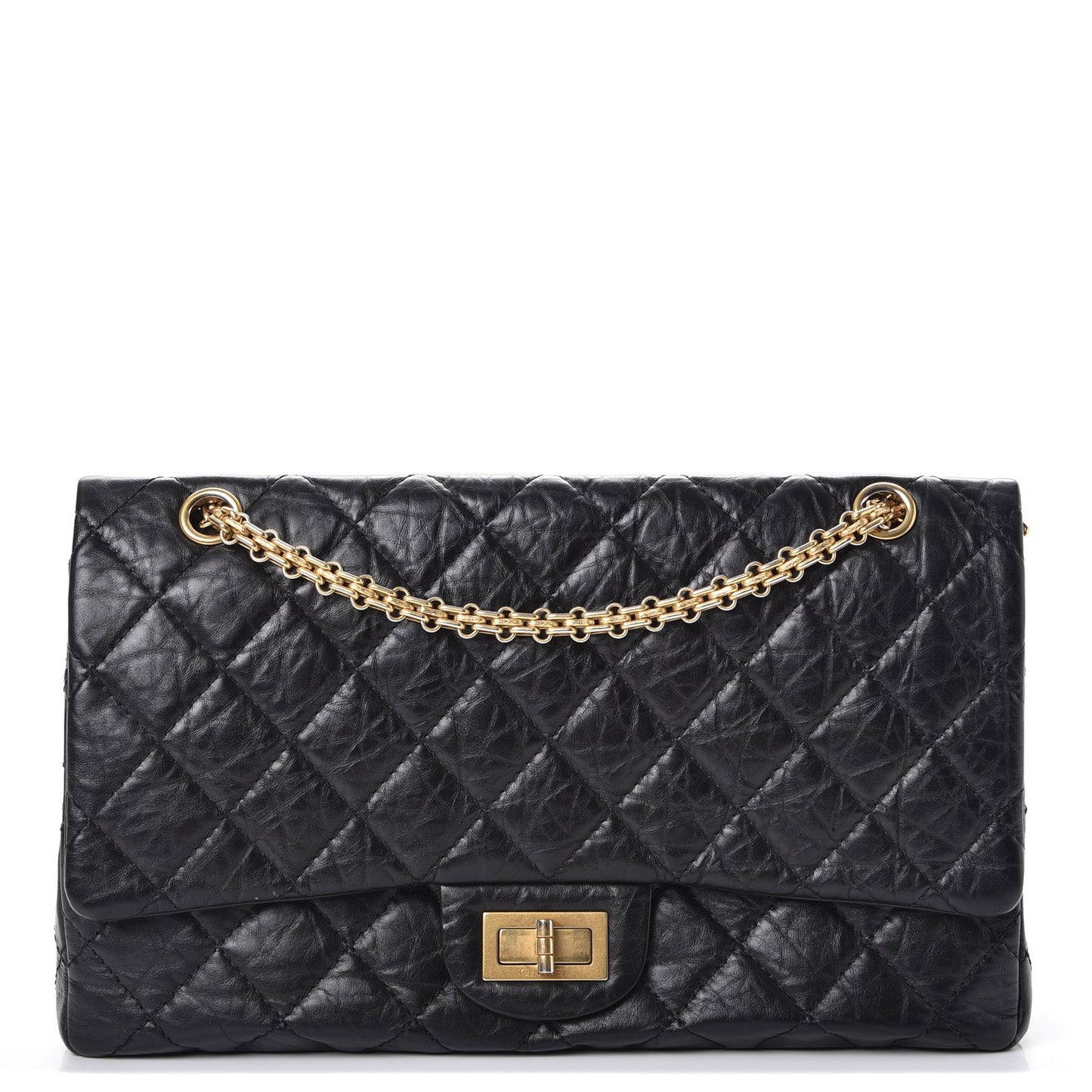 Aged Calfskin Quilted 2.55 Reissue 227 Flap Black
