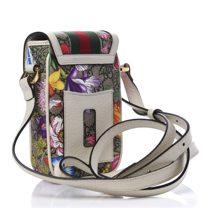 Gucci GG Supreme Monogram Flora Web Ophidia Phone Crossbody Bag White 3 of 8