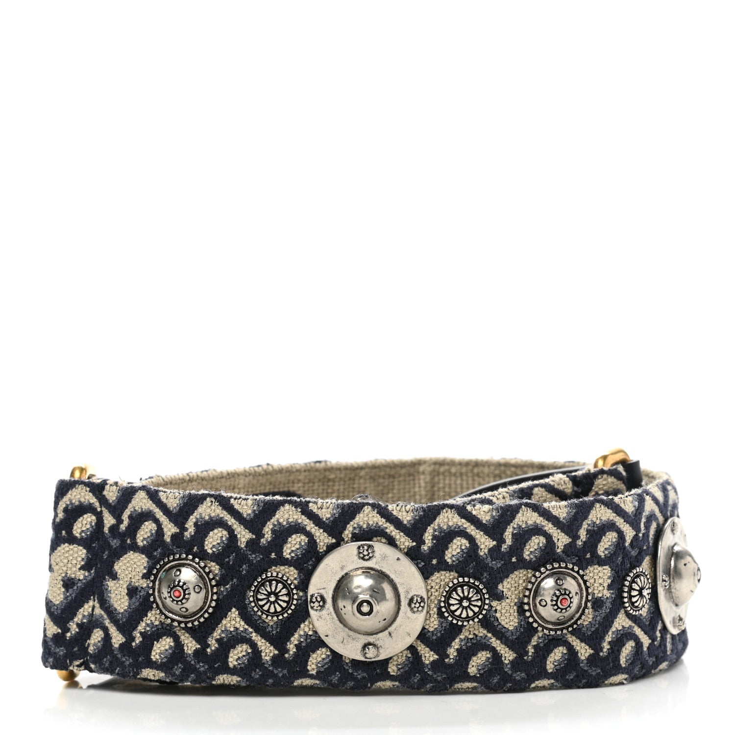 Christian Dior Oblique Studded Shoulder Strap Blue 2 of 6