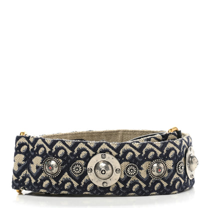 Christian Dior Oblique Studded Shoulder Strap Blue 2 of 6
