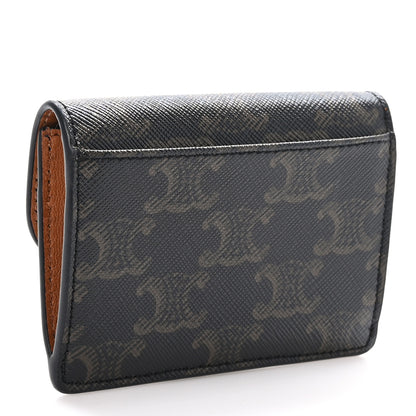 Celine Triomphe Canvas Calfskin Flap Card Holder Tan 3 of 9