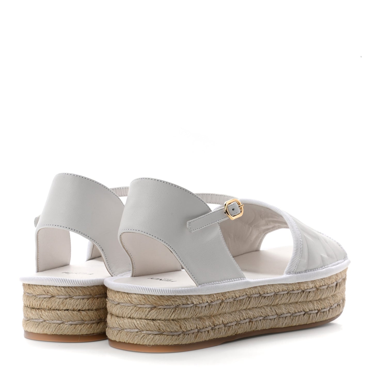 Nappa FF Embossed Espadrille Platform Sandals 35.5 Snow
