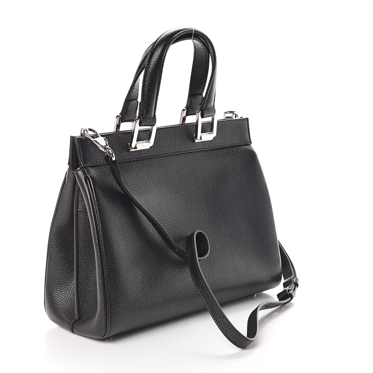 Grainy Calfskin Small Zumi Top Handle Bag Black