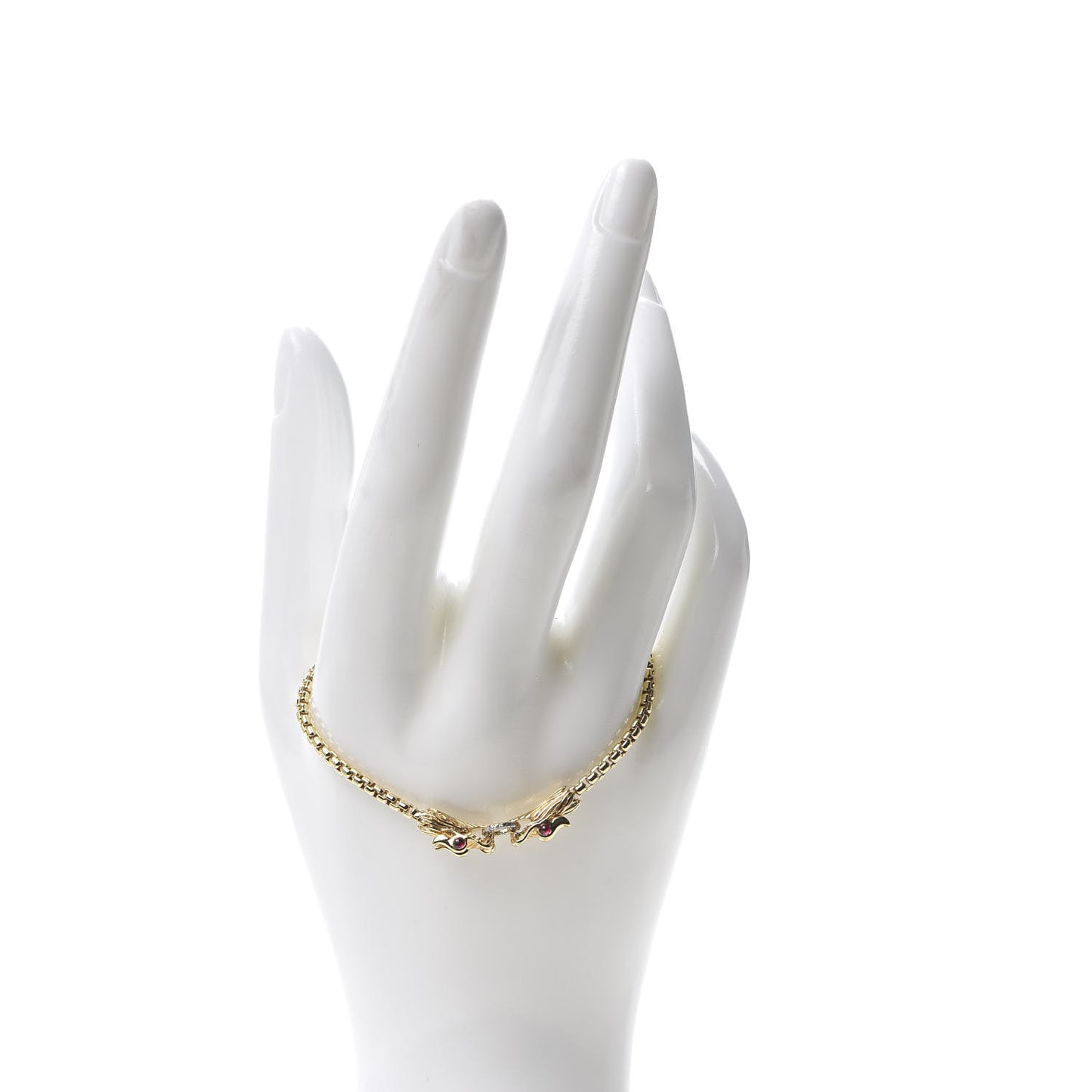 18K Yellow Gold Diamond Ruby Legends Naga Station Bracelet