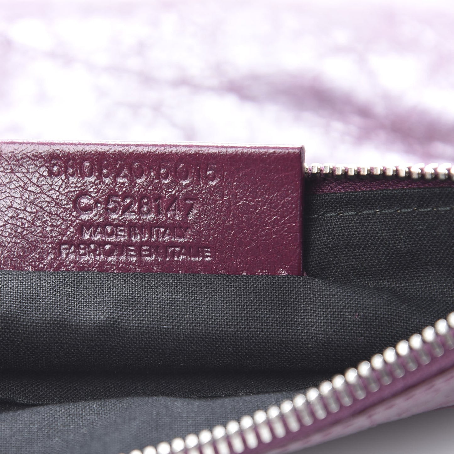 Agneau Arena Classic Silver Hardware Small Pouch Violet Prune