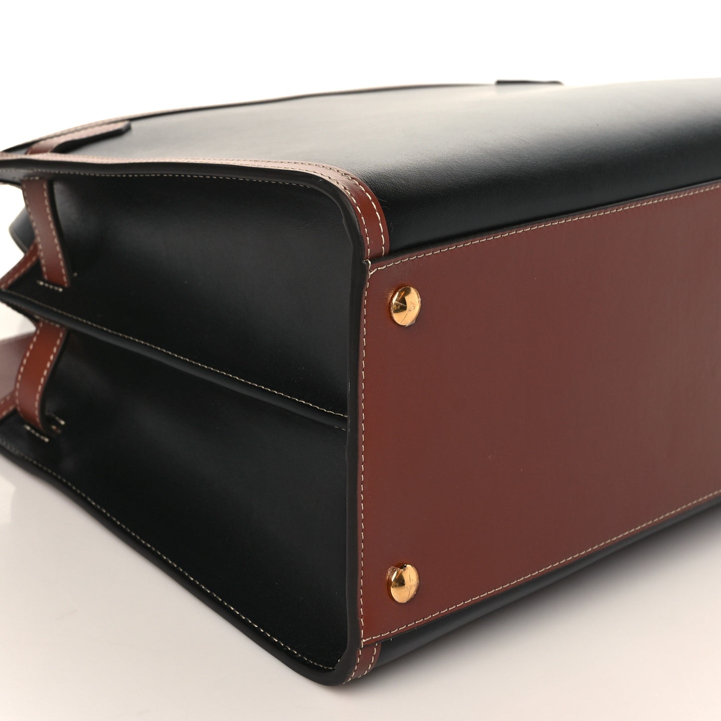 Calfskin Vintage Check Medium Two Handle Title Bag Black
