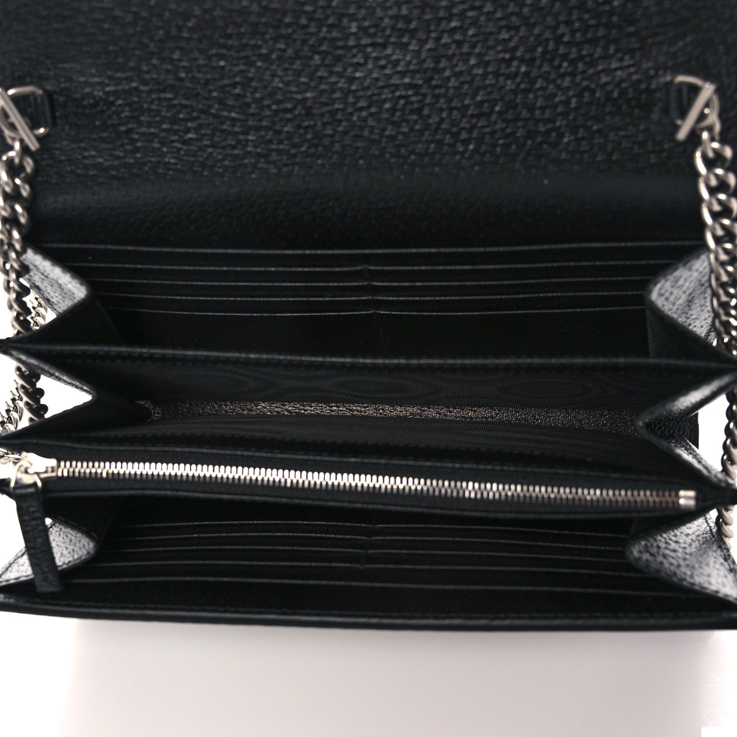 Jacquard Black Denim GG Monogram Mini Dionysus Chain Wallet Black Ivory
