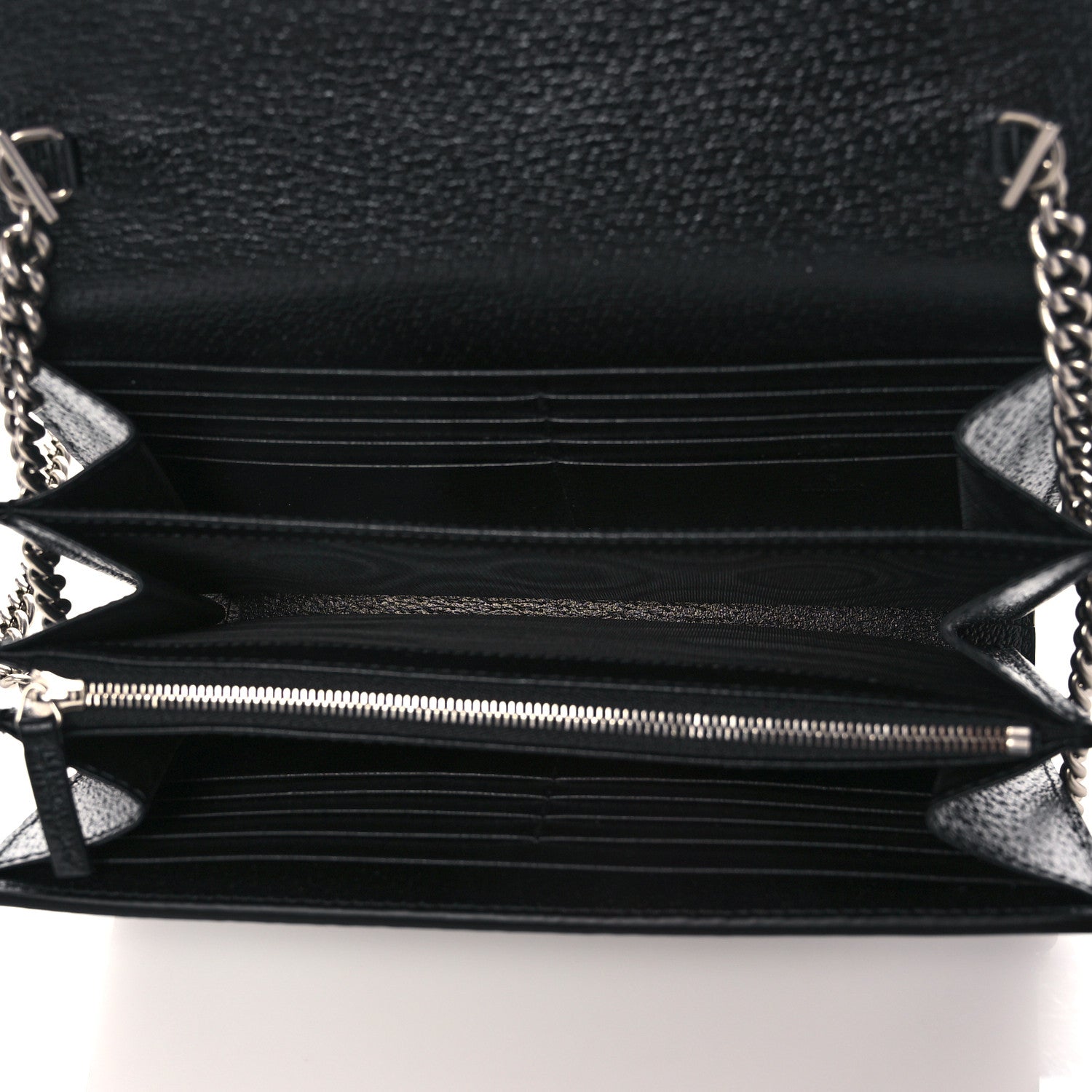 Gucci Jacquard Black Denim GG Monogram Mini Dionysus Chain Wallet Black Ivory 5 of 10