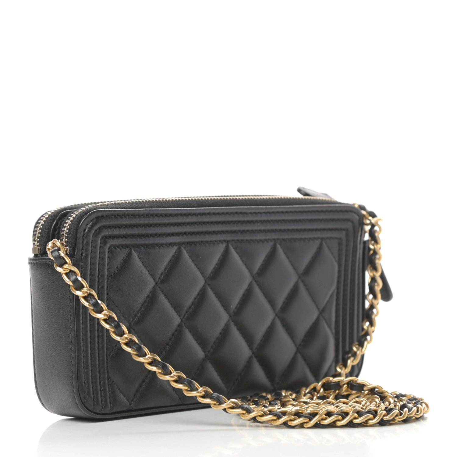 Chanel Lambskin Quilted Small Boy Clutch With Chain Black 3 of 13