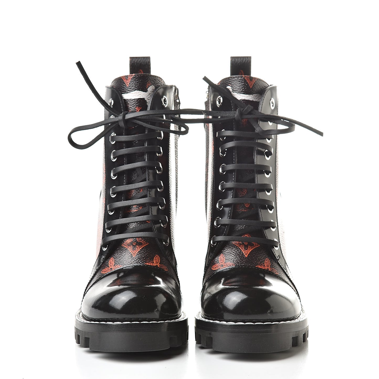 Patent Calfskin Catogram Star Trail Ankle Boots 37 Black Marron