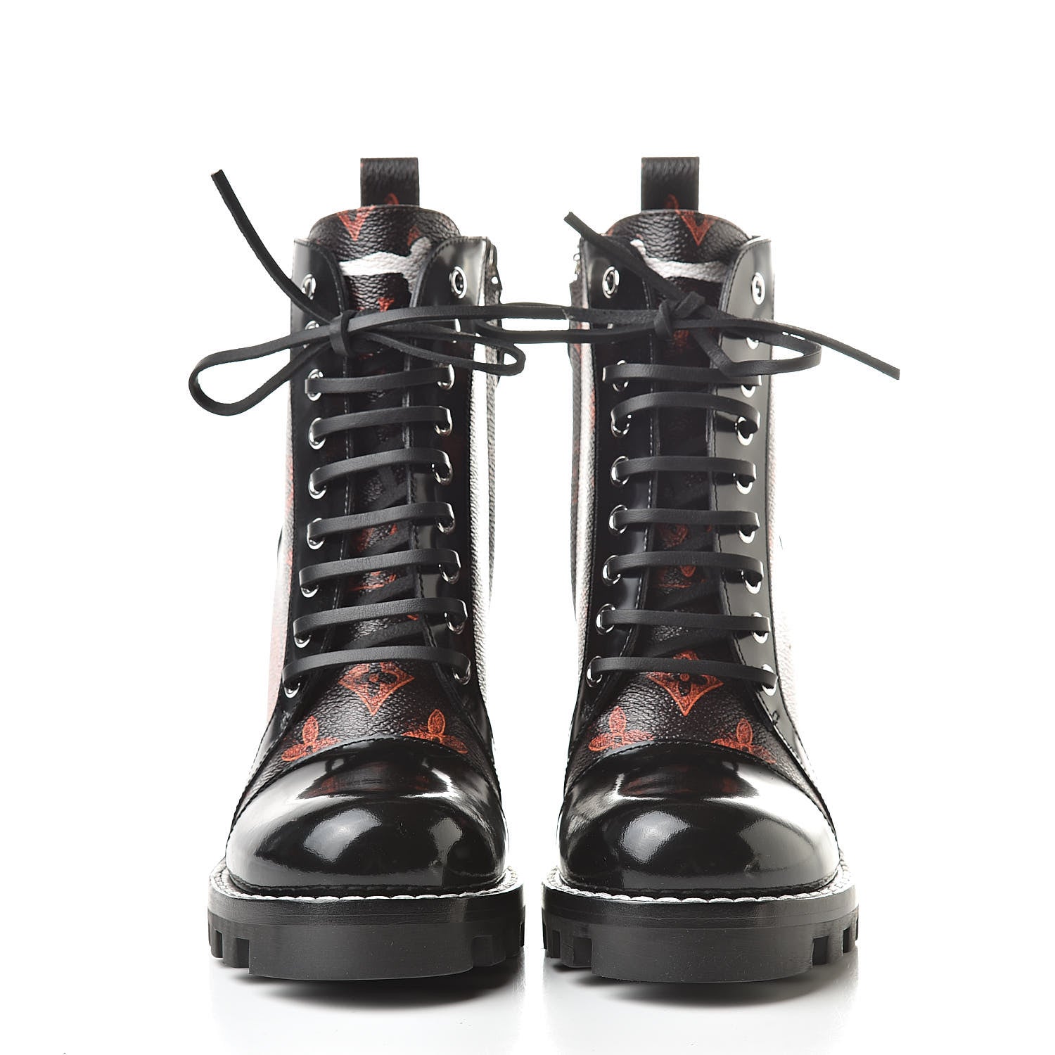 Louis Vuitton Patent Calfskin Catogram Star Trail Ankle Boots 37 Black Marron 2 of 7