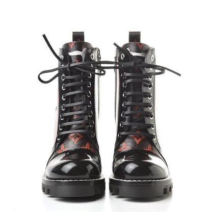 Louis Vuitton Patent Calfskin Catogram Star Trail Ankle Boots 37 Black Marron 2 of 7