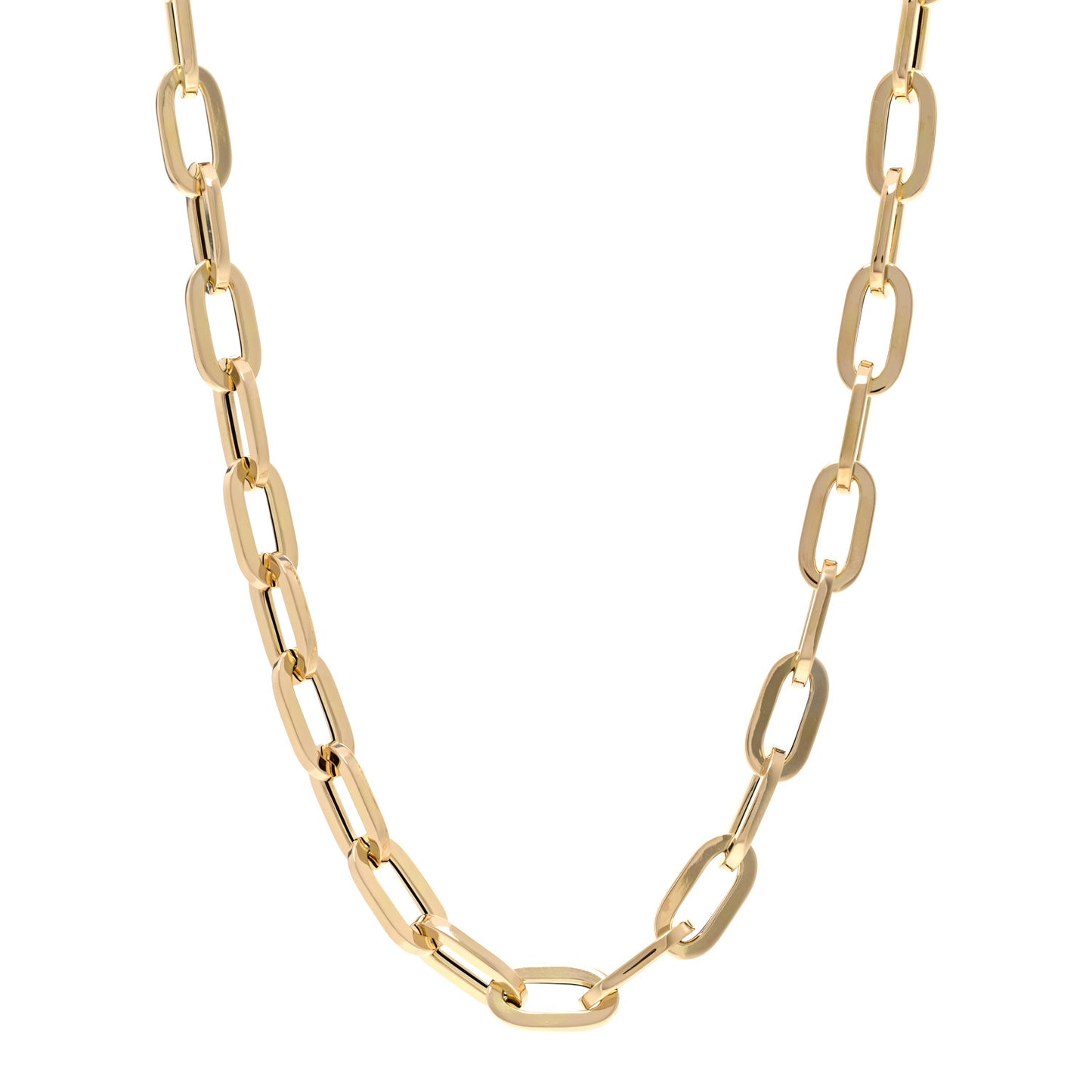 18K Yellow Gold Classic Oro Paperclip Link Collar Necklace