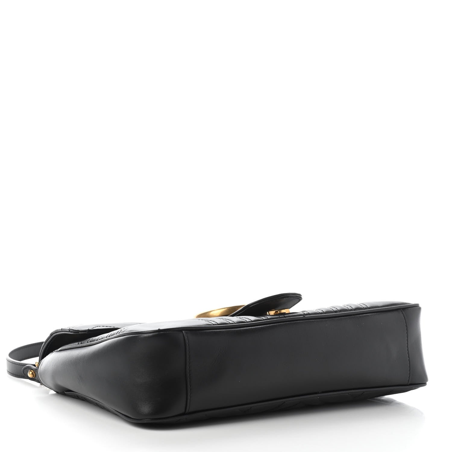 Gucci Calfskin Matelasse Medium GG Marmont Shoulder Bag Black 4 of 9