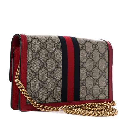 Gucci GG Supreme Monogram Web Queen Margaret Chain Wallet Red 2 of 12
