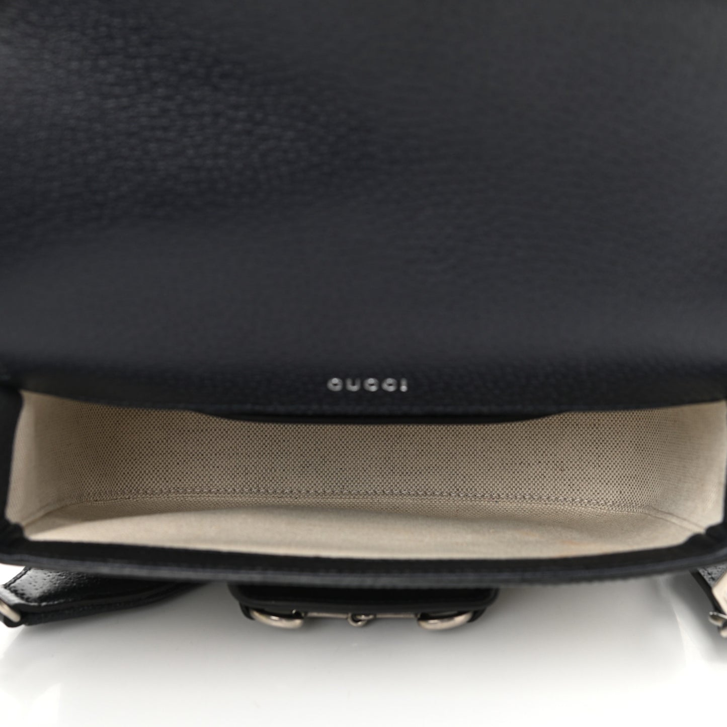 GG Supreme Monogram Textured Dollar Calfskin Web Mini Horsebit 1955 Shoulder Bag Beige Blue