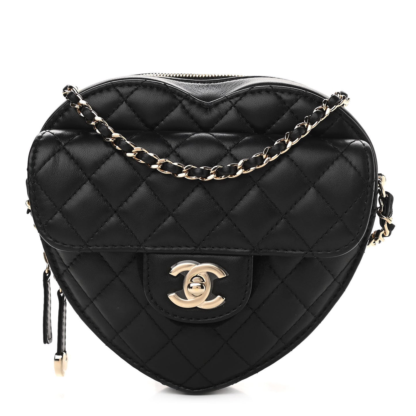 Lambskin Quilted CC In Love Heart Bag Black