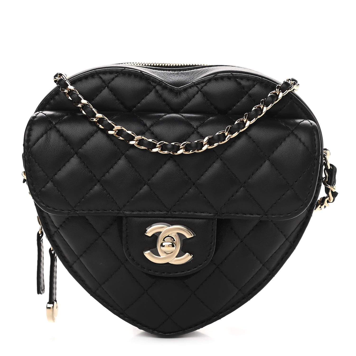 Chanel Lambskin Quilted CC In Love Heart Bag Black 1 of 11