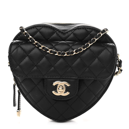 Chanel Lambskin Quilted CC In Love Heart Bag Black 1 of 11